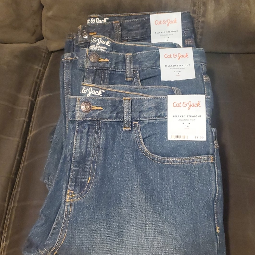 Boys Size 16 Relaxed Straight Jeans (3 Pair)